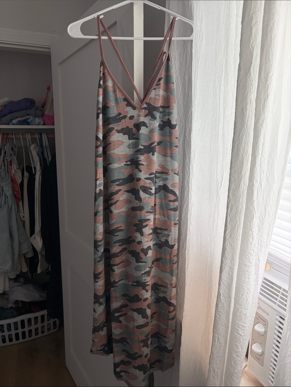 Camo Print Dress in Olive & Blush